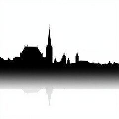 Fototapeta premium Misty cityscape: a captivating panorama of new york city's skyline silhouetted skyline cityscape architecture illustration building city vector