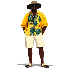Lesotho Man Summer Clothes and Style – A Stylish and Comfortable Vector Illustration for Warm-Weather Fashion
