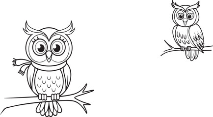 Vector illustration of owl isolated on white background. For kids coloring book.