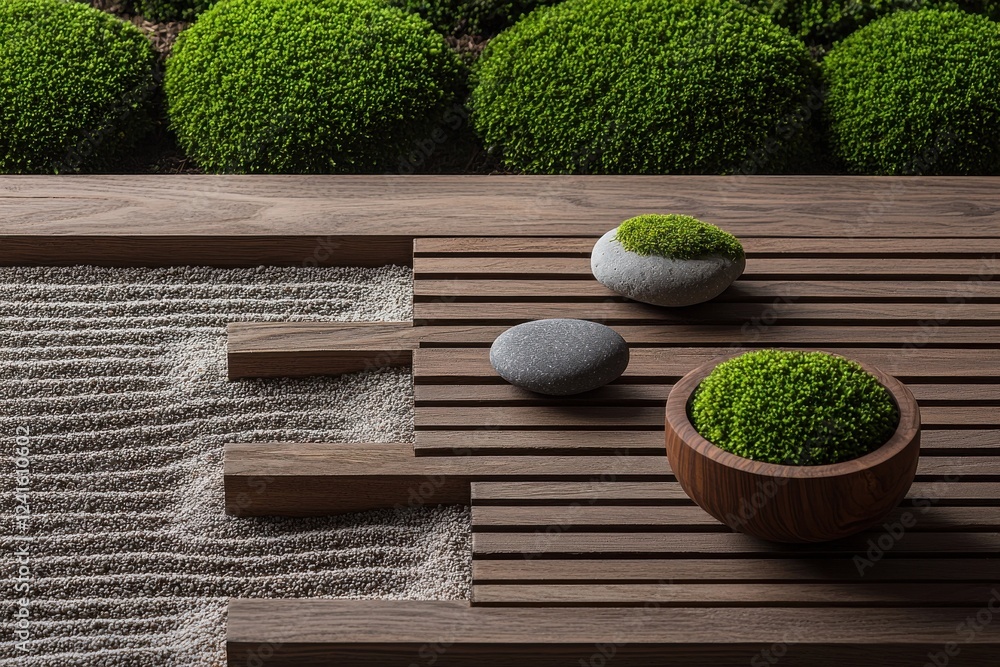 Poster creating tranquil serenity in minimalist japanese landscape design