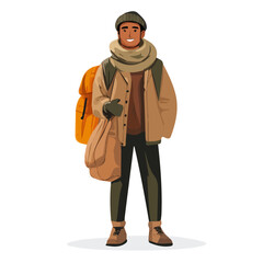 Obraz premium Madagascar Man Winter Clothes and Style – A Stylish and Cozy Vector Illustration for Cold-Weather Fashion 