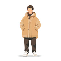 Malaysia Man Winter Clothes and Style – A Stylish and Cozy Vector Illustration for Cold-Weather Fashion
