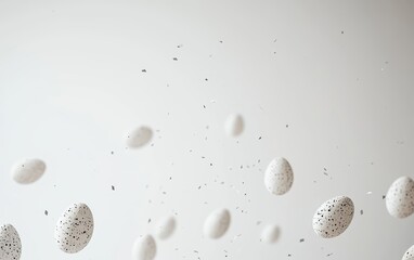Minimalist mockup background with space for text decorated with a pure white background and a delicate scattering of monochrome Easter eggs for a clean, contemporary feel for Easter