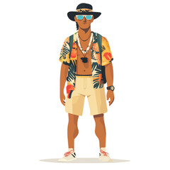 Marshall Islands Man Summer Clothes and Style – A Stylish and Comfortable Vector Illustration for Warm-Weather Fashion
