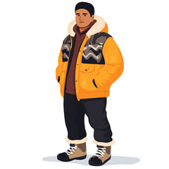 Marshall Islands Man Winter Clothes and Style – A Stylish and Cozy Vector Illustration for Cold-Weather Fashion
