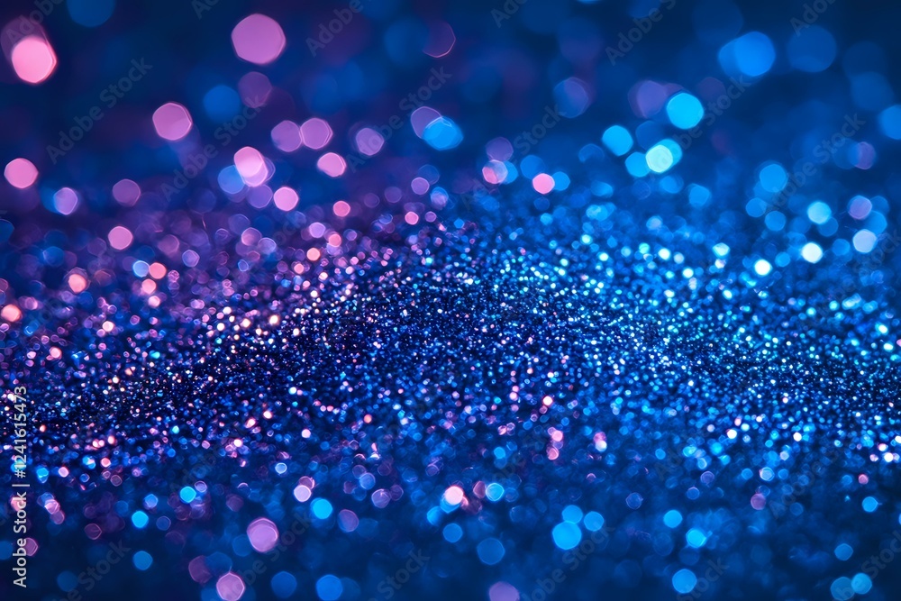 Poster magical glowing bokeh lights creating dreamy abstract background in vibrant blue and purple colors w