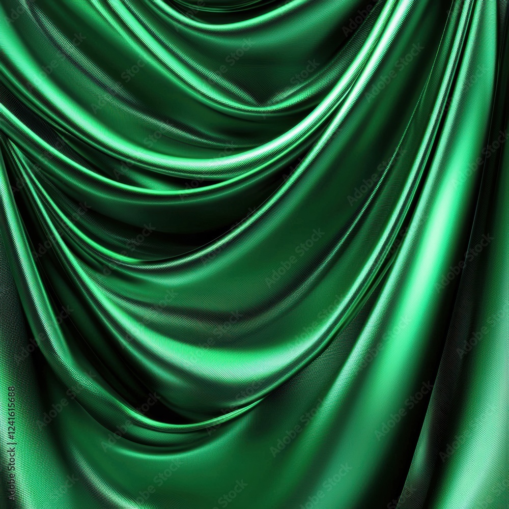 Poster elegant green fabric draped gracefully with soft textures creating a luxurious atmosphere in a seren