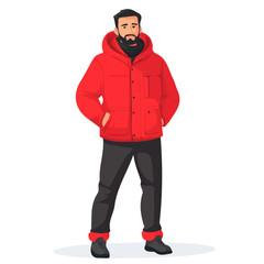 Fototapeta premium Montenegro Man Winter Clothes and Style – A Stylish and Cozy Vector Illustration for Cold-Weather Fashion 
