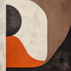 Abstract geometric artwork with bold colors and organic shapes on canvas displayed in a modern setting. Generative AI