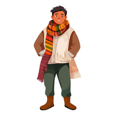 Nepal Man Winter Clothes and Style – A Stylish and Cozy Vector Illustration for Cold-Weather Fashion
