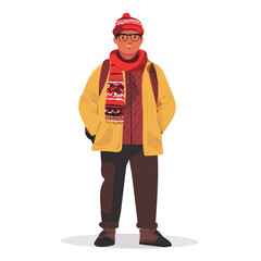Nepal Man Winter Clothes and Style – A Stylish and Cozy Vector Illustration for Cold-Weather Fashion
