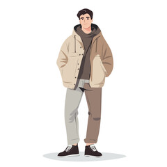 New Zealand Man Winter Clothes and Style – A Stylish and Cozy Vector Illustration for Cold-Weather Fashion
