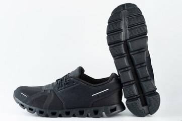 Pair of black running shoes