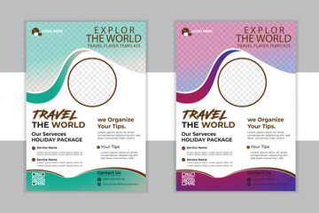  Modern Travel Flayer Template Design .
