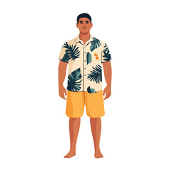 Palau Man Summer Clothes and Style – A Stylish and Relaxed Vector Illustration for Trendy Summer Fashion
