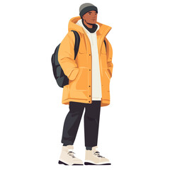 Palau Man Winter Clothes and Style – A Stylish and Cozy Vector Illustration for Cold-Weather Fashion
