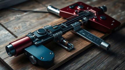 Futuristic Guitar Design Red and Black Instrument