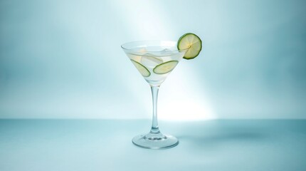 Refreshing Lime Martini Cocktail with Ice Cubes