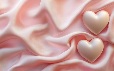 Obraz premium Elegant mockup background with space for text featuring embossed heart details on a subtle gradient fabric for Saint Valentines Day and 8 March International Womens Day