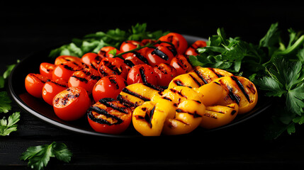 A plate of fresh grilled vegetables, symbolizing healthy nutrition, vibrant and appetizing