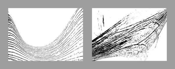 Obraz premium Strokes of black paint on a white background. Set of two templates. Graffiti element. Design template for the design of banners, posters, booklets, covers, magazines. EPS 10