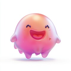 charming slime monster with a translucent jelly-like body and a happy expression, isolated on white