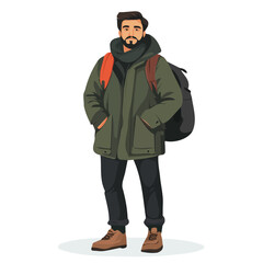 Portugal Man Winter Clothes and Style – A Stylish and Cozy Vector Illustration for Cold-Weather Fashion
