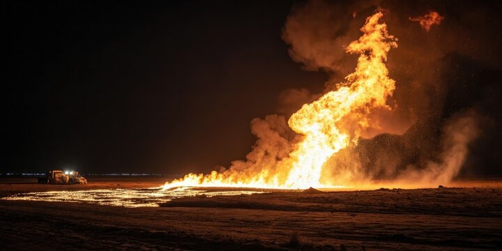 Flames erupt in a blaze of glory, casting an intense radiance on the surrounding darkness, pyre, dark space, warmth, fire, flames