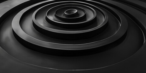 An all-black surface with subtle, minimalist helix forms, Centralized and balanced design