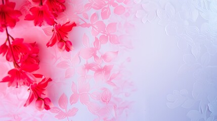Obraz premium Pink Blossom Floral Background: Delicate Spring Flowers on Pastel Pink and Purple Embossed Texture