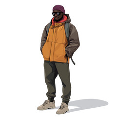 Rwanda Man Winter Clothes and Style – A Cozy and Fashionable Vector Illustration for Elegant Cold-Weather Wear
