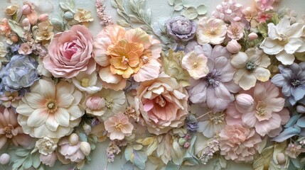 Pastel Dream: An Exquisite Arrangement of Sculpted Flowers