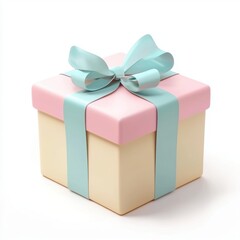 Obraz premium cute small gift box with pastel-colored wrapping and a delicate ribbon, perfect for special occasions, isolated on white