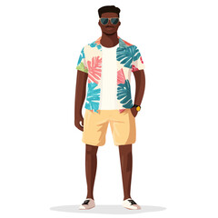 Fototapeta premium Saint Lucia Man Summer Clothes and Style – A Stylish and Relaxed Vector Illustration for Trendy Summer Fashion 