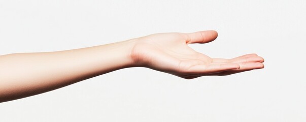 Open hand gesture neutral background photography minimalist environment close-up view expression of offering
