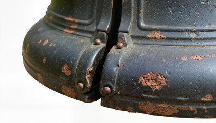 Old rusty bell close-up showing weathered details