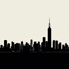 Silhouette of a city skyline at sunset with a large orange sun silhouetted skyline cityscape architecture illustration building city vector