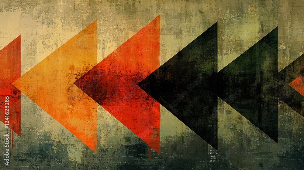 Poster abstract geometric artwork featuring bold colors and shapes on a textured background designed to cap