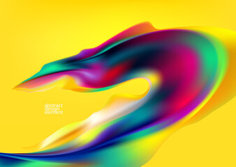 Abstract vector background of fluid 3D iridescent shape. Elegant liquid colorful wallpaper.
