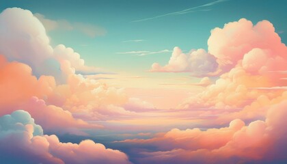 clouds background in soft warm pastel and neutral colors aesthetic minimalism wallpaper for social media content view of sky above clouds serene calming backdrop tranquility ,art illustration