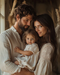 Fototapeta premium Cozy family moment captured in warm diffused light with a touch of authenticity