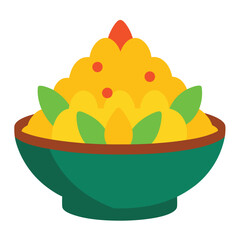 A colorful, abstract design resembling a layered cake or dessert with vibrant shapes.