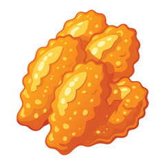 A close-up illustration of golden, crispy fried snacks.