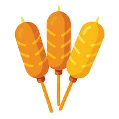 A stylized illustration of three orange carrots with green tops.