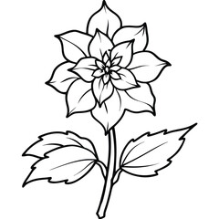 A detailed line drawing of a flower with petals and leaves, suitable for coloring.