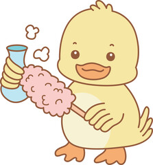 Cute Duck vector icon. Funny baby Duck animal series stock illustration. life of fluffy Duck designs.