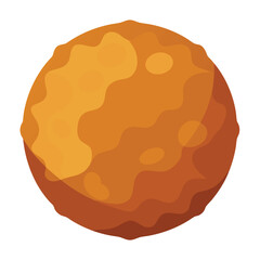 A stylized illustration of a planet with orange hues and smooth curves.