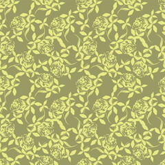 Trendy seamless vector floral pattern. Endless print made of small colorful flowers, leaves and berries. Summer and spring motifs. Dark blue background.Vector illustration