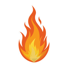A stylized flame graphic in orange tones on a white background.