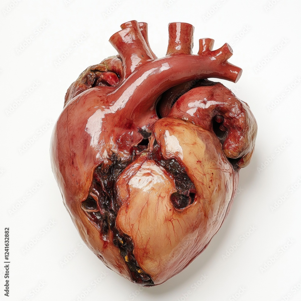 Poster heart model showcasing realistic anatomy with detailed structures and textures for educational purpo